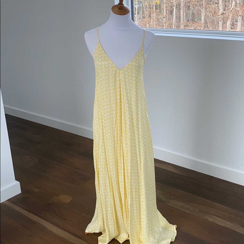 Zara silky yellow maxi dress XS-S